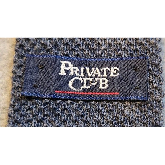 Men’s Vintage Knit necktie.  Private Club Gray Square Tip 100% Virgin Wool - Picture 2 of 3